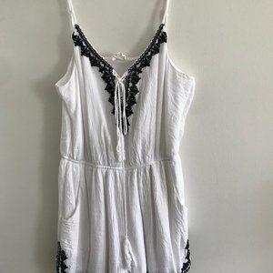 PacSun White/Black Lace Romper